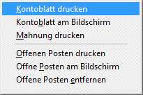 Kontextmenü Konten beschriften der Buchhaltungssoftware